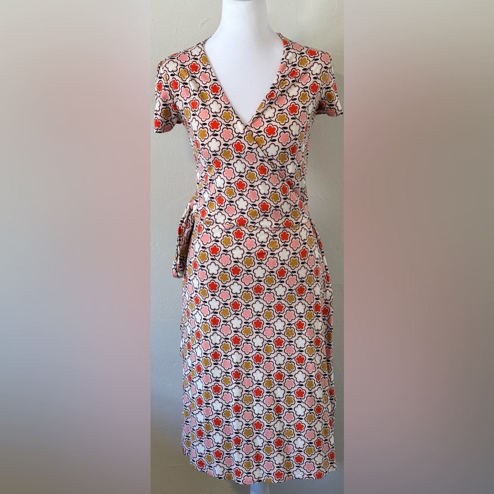 Boden Pale Pink Orla Floral Print Wrap Midi Dress Size 4